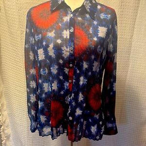 Desigual - Blue and Red Sheer Women's Top - M